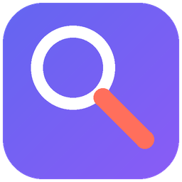 Loupe logo: a white magnifying glass with an orange handle on a purple rounded square
